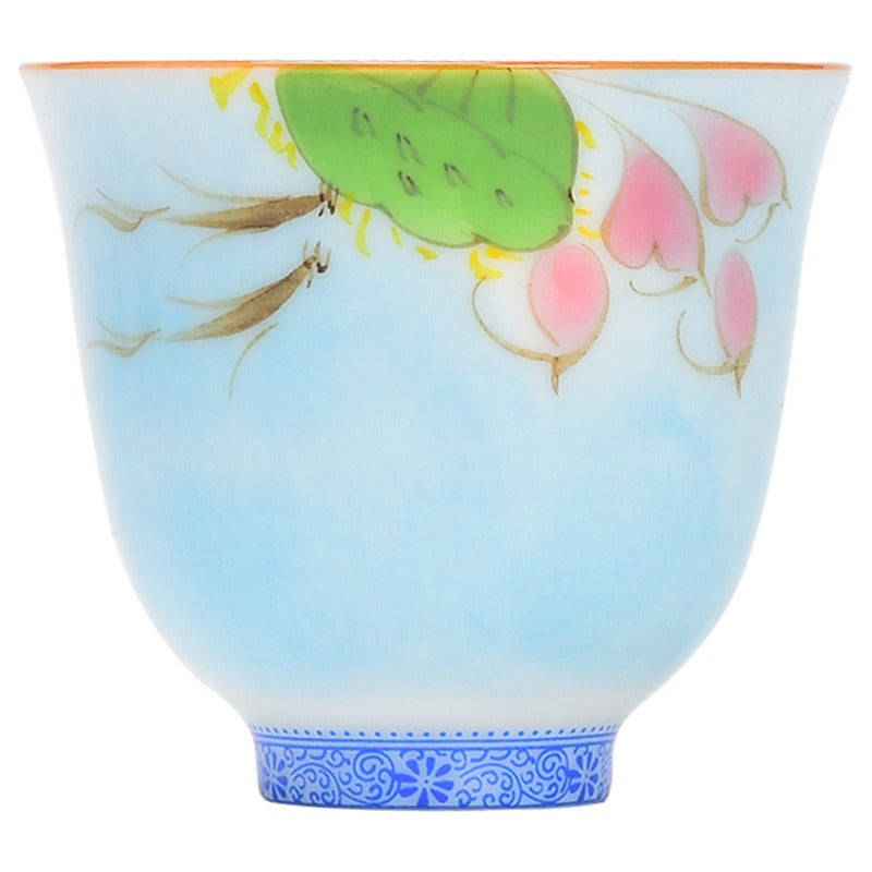 OVP white porcelain tasting cups, Flower Fairy shape hand-drawn 50ml 手绘白瓷花神杯 - OVP Tea