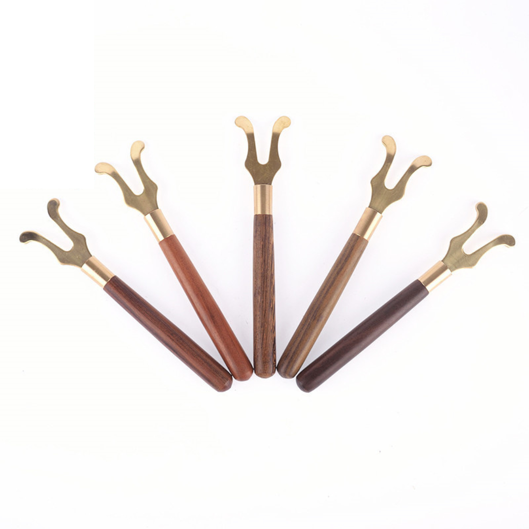 Copper Lid Fork – For Japanese Tetsubin | Wood Handle Support Tool