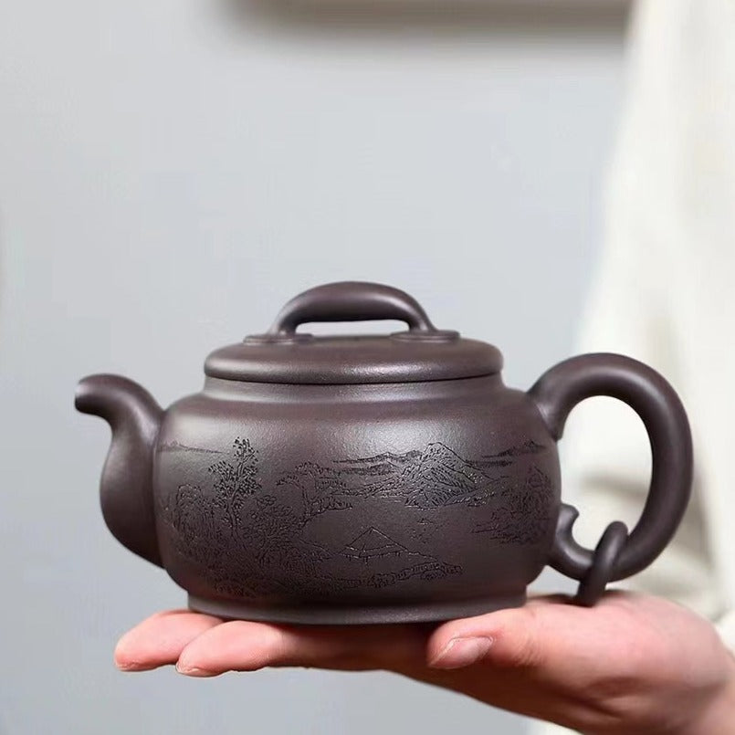 Zisha teapot DRAGON, handmade by artist Level 2, MU Ming-Long (L2-2019), Tian Qing Ni - OVP Tea