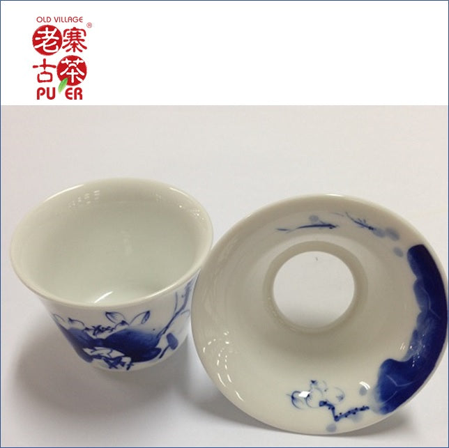 Hand-Painted Jingdezhen Porcelain Tea Strainer with Stand