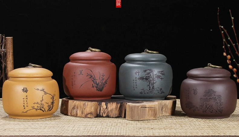 ZISHA TEA CADDY / CONTAINER, SMALL (APPROX. 300G LOOSE LEAVES) - OVP Tea