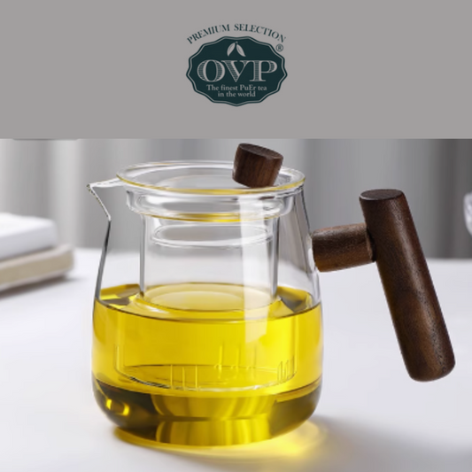 OVP Borosilicate Glass Teapot with Walnut Handle (530ml) - OVP Tea