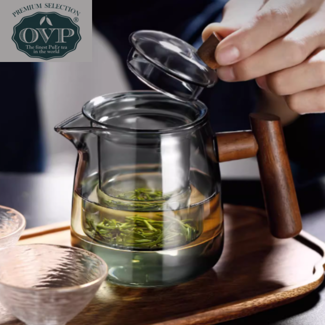 OVP Borosilicate Glass Teapot with Walnut Handle (530ml) - OVP Tea