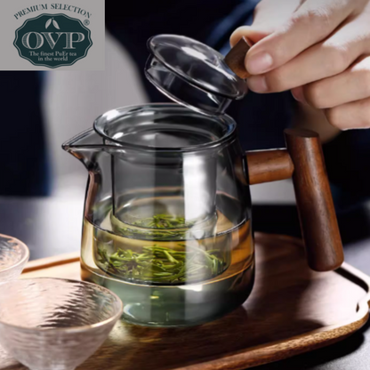 OVP Borosilicate Glass Teapot with Walnut Handle (530ml) - OVP Tea