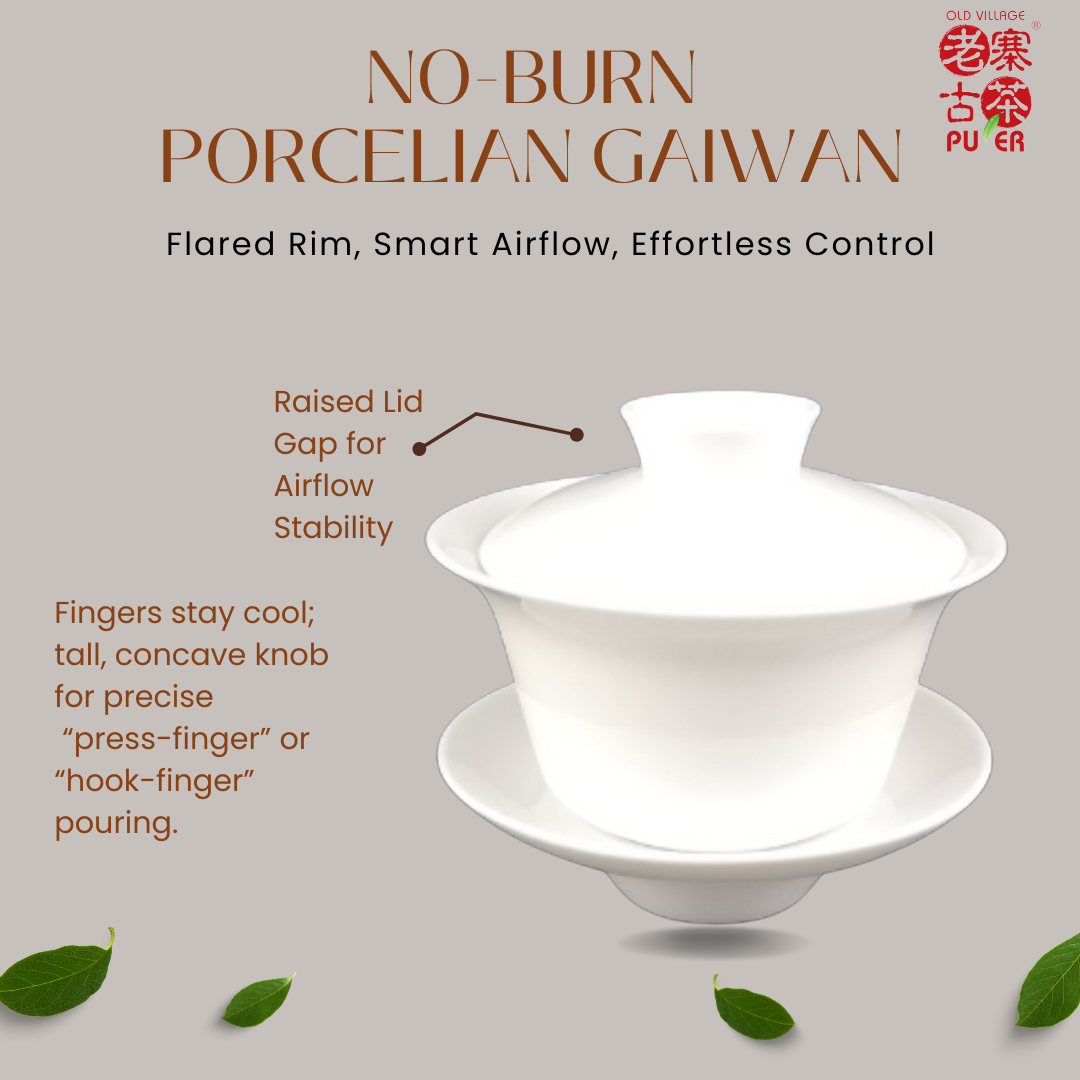 OVP No-Burn Porcelian Gaiwan – Flared Rim, Smart Airflow, Effortless Control - OVP Tea
