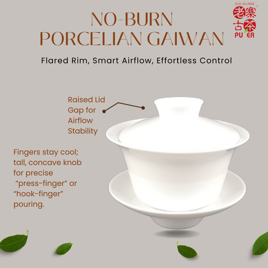 OVP No-Burn Porcelian Gaiwan – Flared Rim, Smart Airflow, Effortless Control - OVP Tea