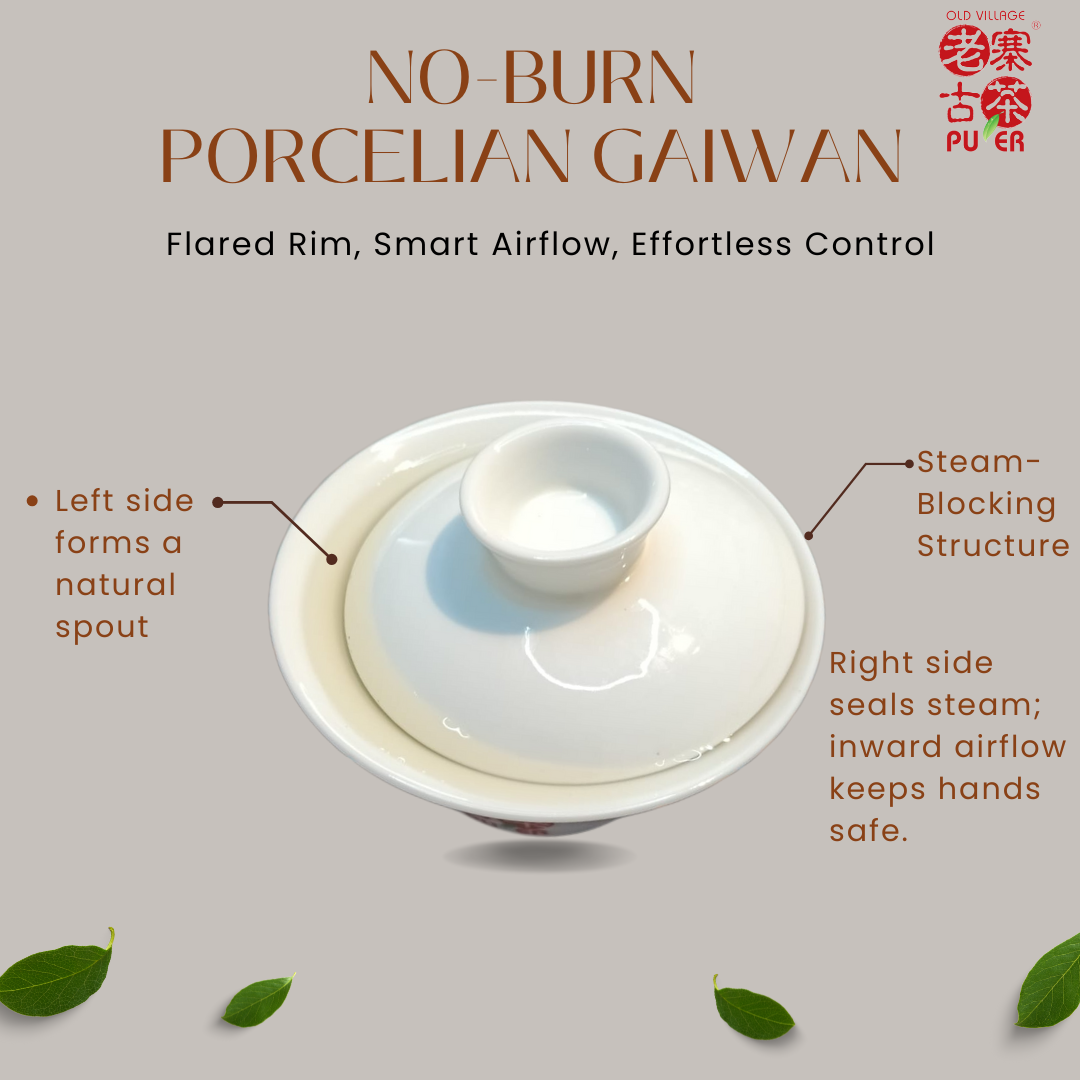 OVP No-Burn Porcelian Gaiwan – Flared Rim, Smart Airflow, Effortless Control - OVP Tea