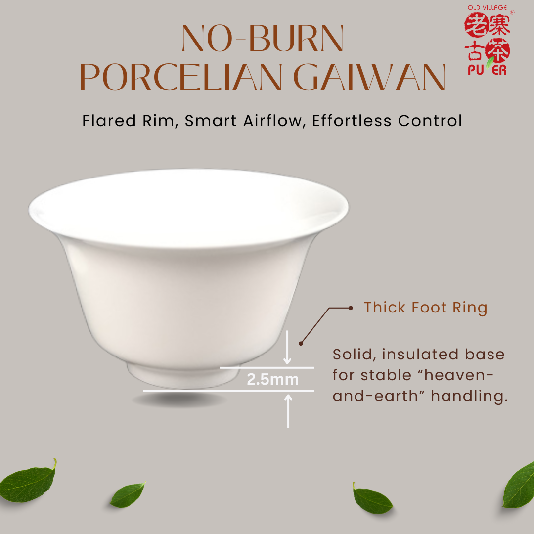 OVP No-Burn Porcelian Gaiwan – Flared Rim, Smart Airflow, Effortless Control - OVP Tea