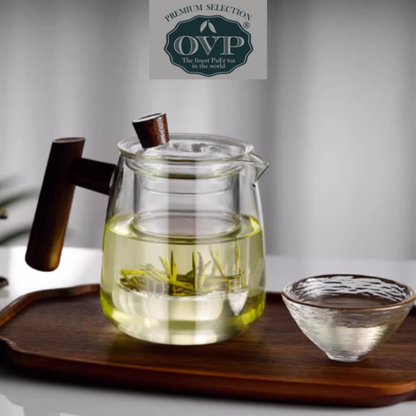 OVP Borosilicate Glass Teapot with Walnut Handle (530ml) - OVP Tea