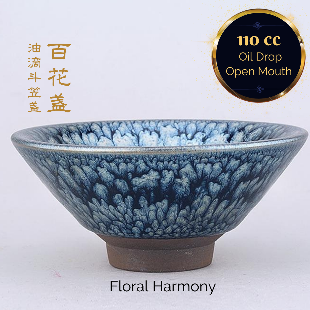 Premium Jianzhan (Tenmoku) Tea Bowls, Jian Ware, Floral Harmony 建盏 品茗茶碗 百花斗笠盏 - OVP Tea