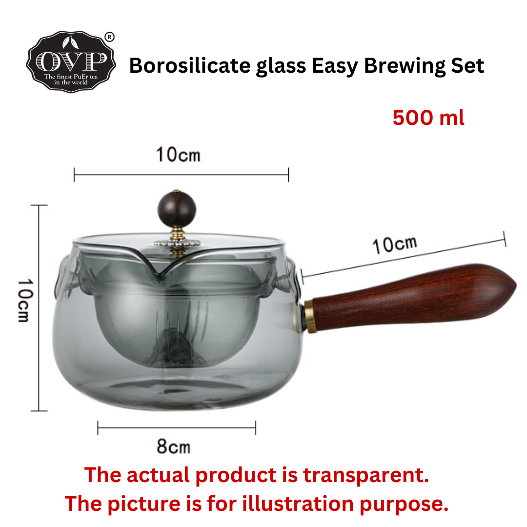 Borosilicate Glass Rotation Teapot with handle (500ml) - OVP Tea