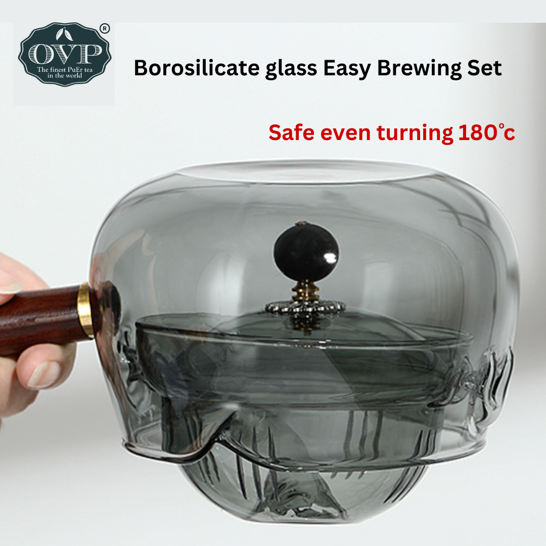 Borosilicate Glass Rotation Teapot with handle (500ml) - OVP Tea