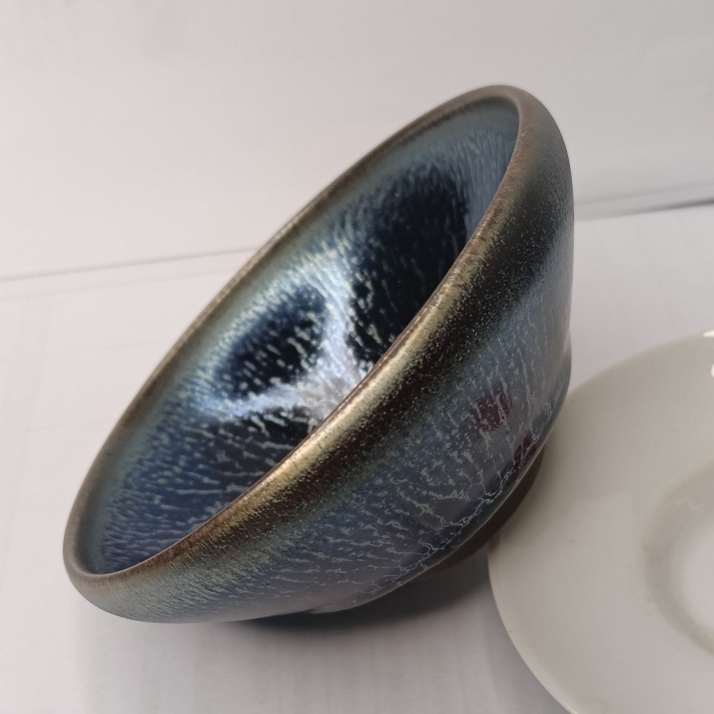Premium Jianzhan (Tenmoku) Tea Bowls, Jian Ware, Azure Dragon Scales 建盏 品茗茶碗 蓝龙鳞斗笠盏 - OVP Tea