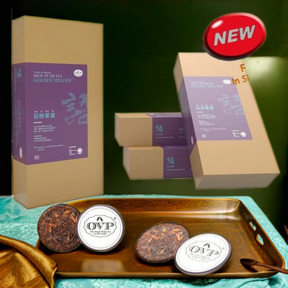 OVP GOLDEN MELODY® Award-Winning Shou PuEr Tea mini tea cakes from Ancient Trees 2019 - OVP Tea