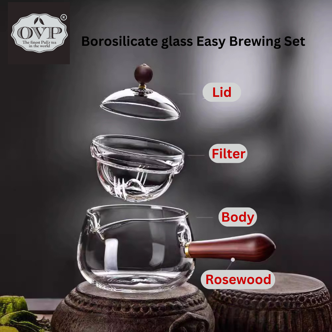 Borosilicate Glass Rotation Teapot with handle (500ml) - OVP Tea