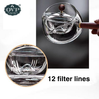 Borosilicate Glass Rotation Teapot with handle (500ml) - OVP Tea