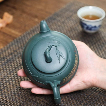 Zisha teapot Qu Zhu, handmade by artist Level 3, YANG Fei（L3-2021）Lv Ni - OVP Tea