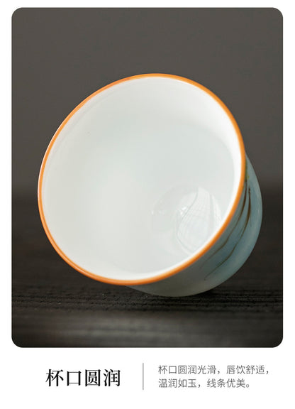 OVP white porcelain tasting cups, Flower Fairy shape hand-drawn 50ml 手绘白瓷花神杯 - OVP Tea