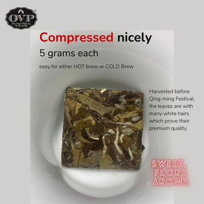 Peony Fairy™ OVP Fu Ding white tea, 1823 Bai MuDan, vintage 2018, mini Tea bricks in a box - OVP Tea