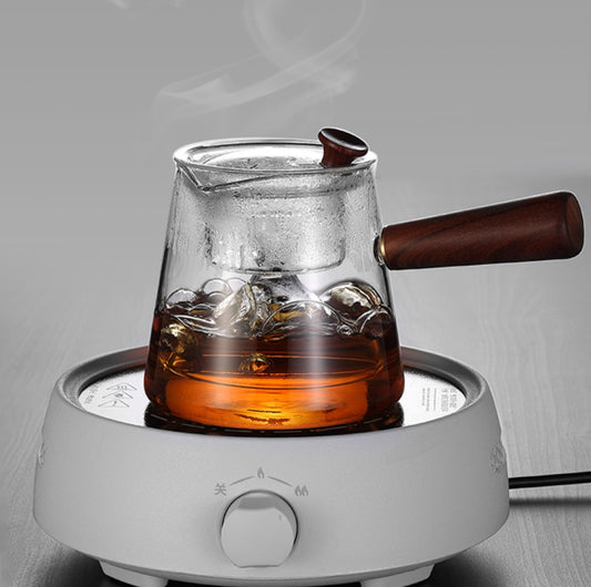 Borosilicate glass pot with dual filters for steam or steeping tea (700ml) - OVP Tea