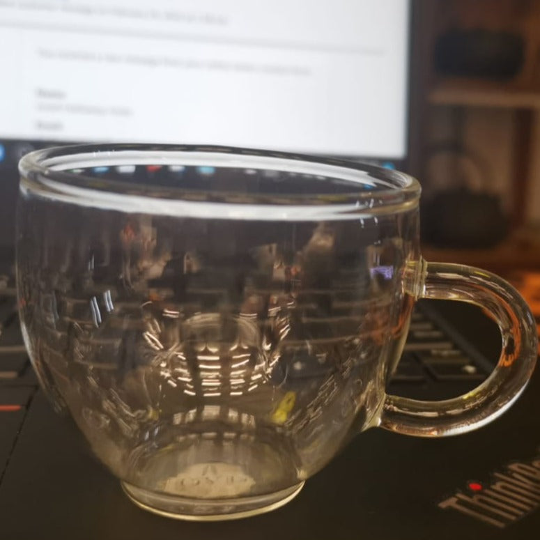 Old Village PuEr Tea Borosilicate Glass Teacup with Saucer (100ml） - OVP Tea