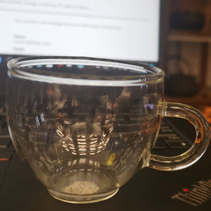 Old Village PuEr Tea Borosilicate Glass Teacup with Saucer (100ml） - OVP Tea