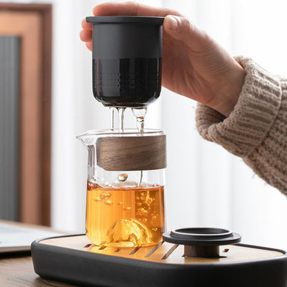 Travel Brewing Set - Portable Porcelain Tea Brewing Set with 3 cups and a carrier pouch - OVP Tea