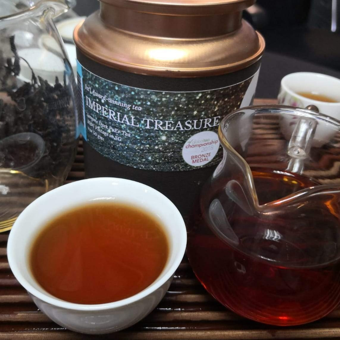 OVP IMPERIAL TREASURE, Award-Winning Jasmine Shou PuEr Loose Tea in gift tin 2012 - OVP Tea